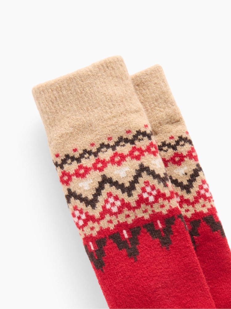 Gap Red & Brown Fair Isle CashSoft Crew Socks - Image 2 of 2 Gap Red & Brown Fair Isle CashSoft Crew Socks - Image 2 of 2