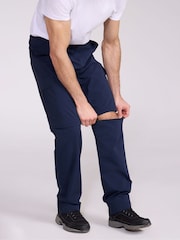 Albastru - Mountain Warehouse Delta Mens Cargo Stretch Zip-Off Trousers Regular - Imaginea 3 din 11