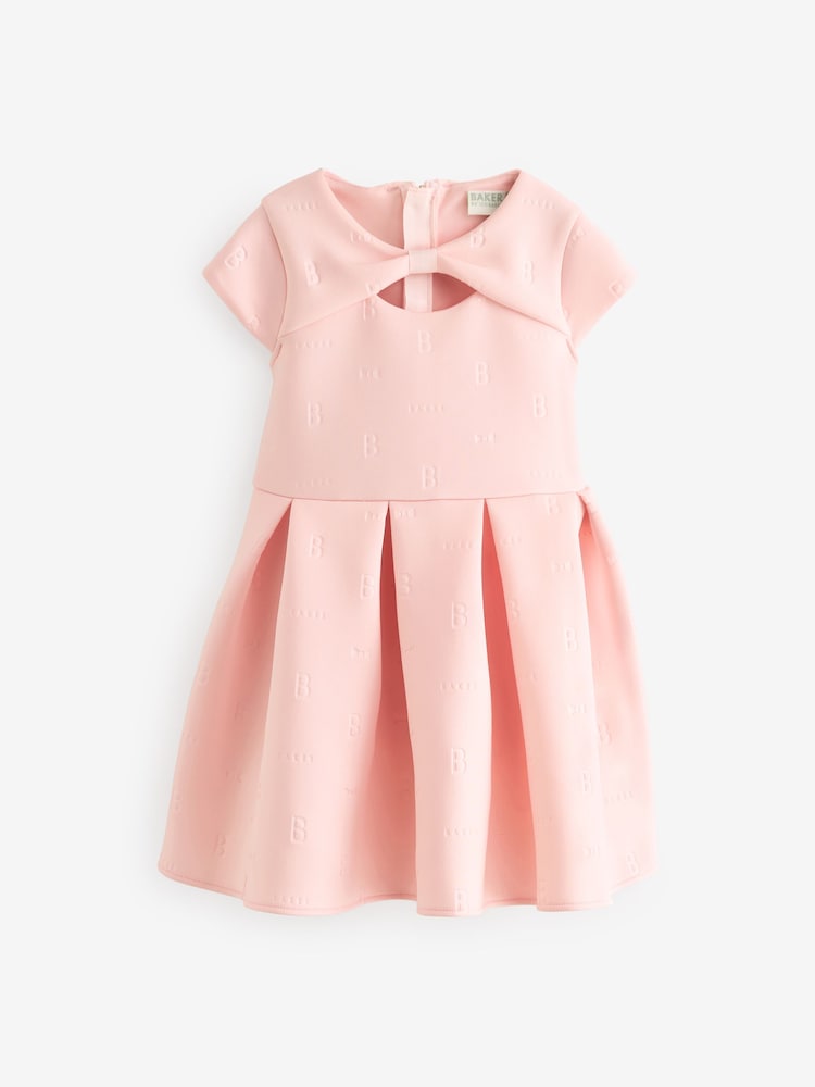 Baker by Ted Baker Pink Cutout Bow Embossed Scuba Dress - Image 1 of 8