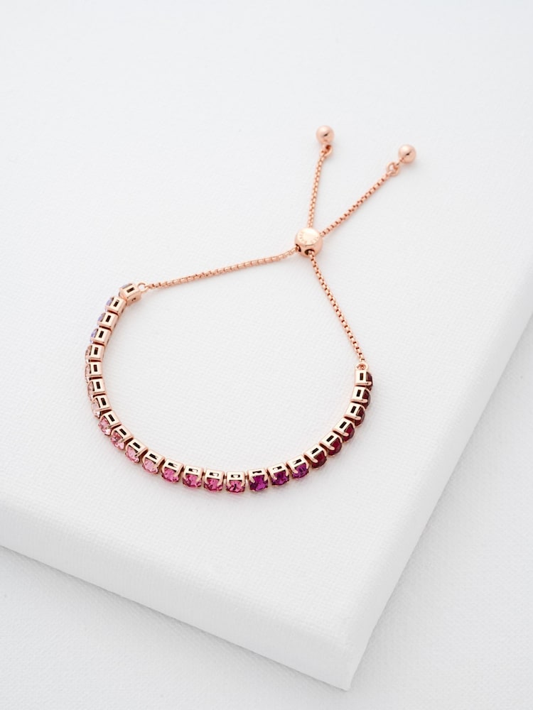 Ted Baker Gold Tone/Red MELRAH: Crystal Adjustable Tennis Bracelet For Women - Image 4 of 5