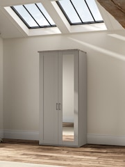 Wiemann Pebble Grey Truro Double Wood and Mirror Semi Fitted Wardrobe - Image 1 of 3