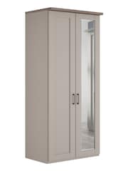 Wiemann Pebble Grey Truro Double Wood and Mirror Semi Fitted Wardrobe - Image 2 of 3