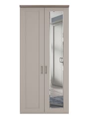 Wiemann Pebble Grey Truro Double Wood and Mirror Semi Fitted Wardrobe - Image 3 of 3