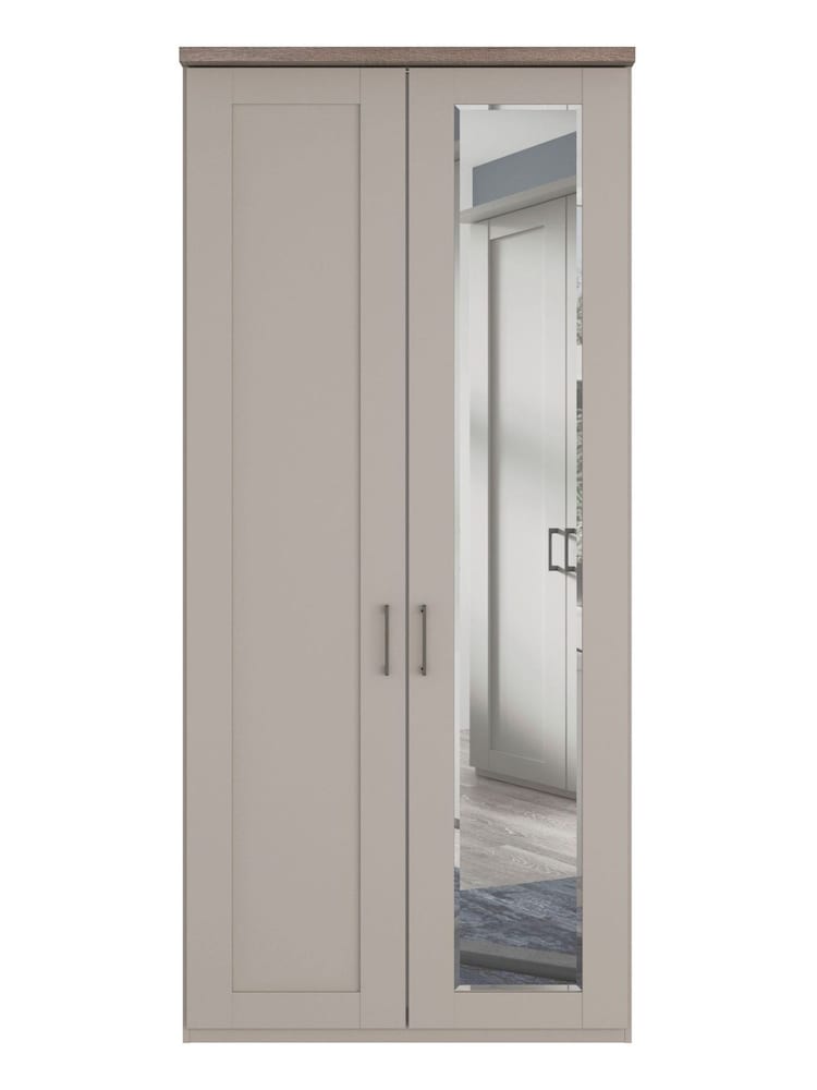 Wiemann Pebble Grey Truro Double Wood and Mirror Semi Fitted Wardrobe - Image 3 of 3