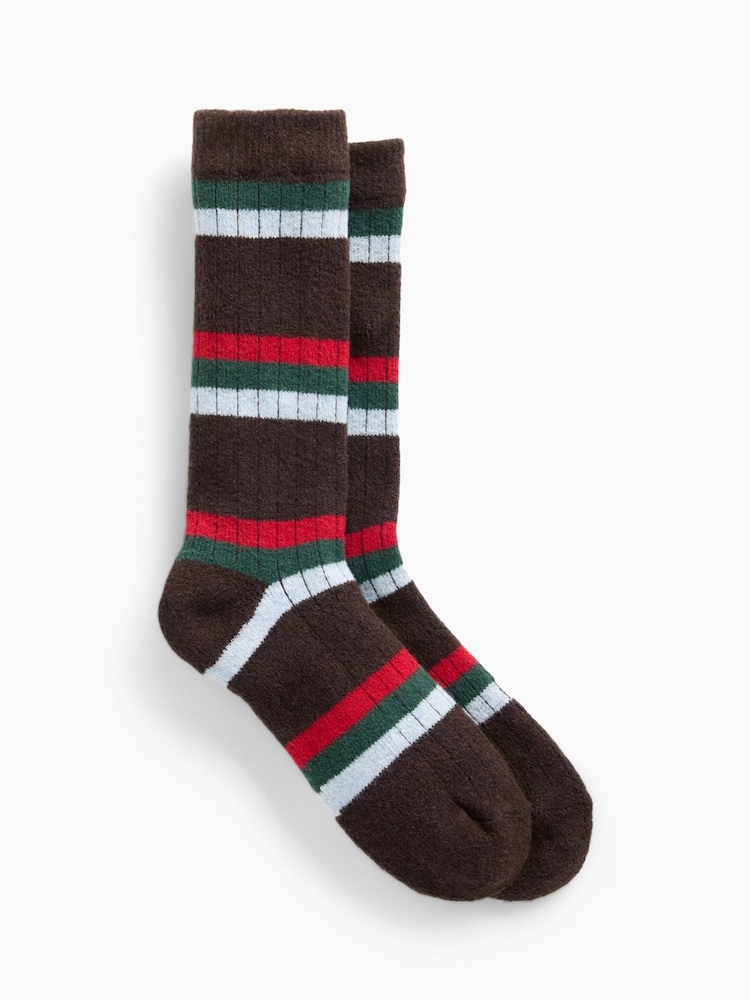 Gap Brown Red Stripe CashSoft Crew Socks - Image 1 of 2