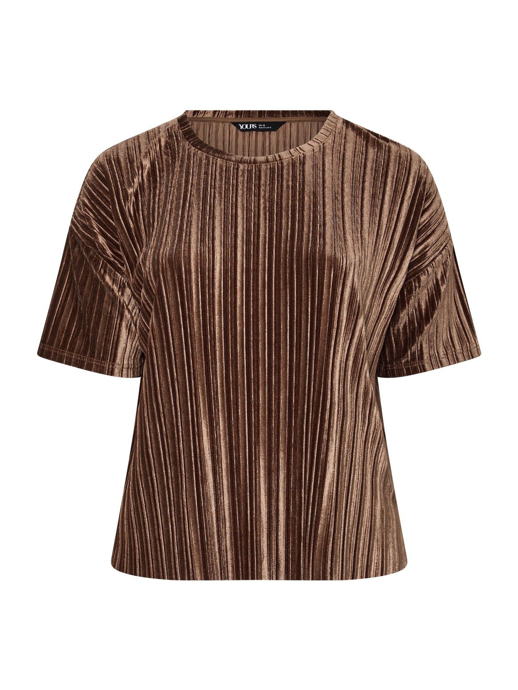 Buy Yours Curve Brown Plisse Velour Top from the Next UK online shop