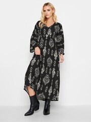 PixieGirl Petite Black Angel Sleeve Midi Smock Dress - Image 1 of 7