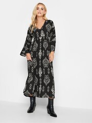 PixieGirl Petite Black Angel Sleeve Midi Smock Dress - Image 3 of 7