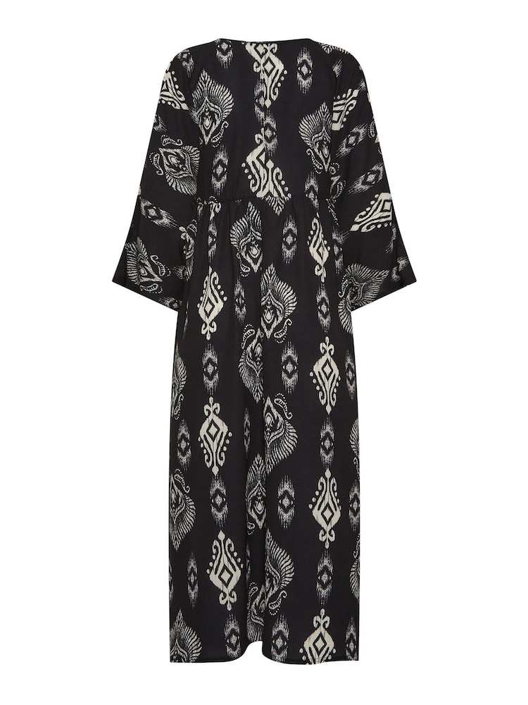 PixieGirl Petite Black Angel Sleeve Midi Smock Dress - Image 7 of 7