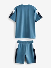 Blue Colourblock 100% Cotton Shorts and T-Shirt Set (3-16yrs) - Image 2 of 4