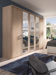 Wiemann Holm Oak Torquay Wood and Mirror Semi Fitted 5 Door Wardrobe - Image 1 of 4