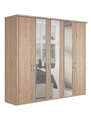 Wiemann Holm Oak Torquay Wood and Mirror Semi Fitted 5 Door Wardrobe - Image 2 of 4