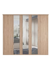 Wiemann Holm Oak Torquay Wood and Mirror Semi Fitted 5 Door Wardrobe - Image 3 of 4