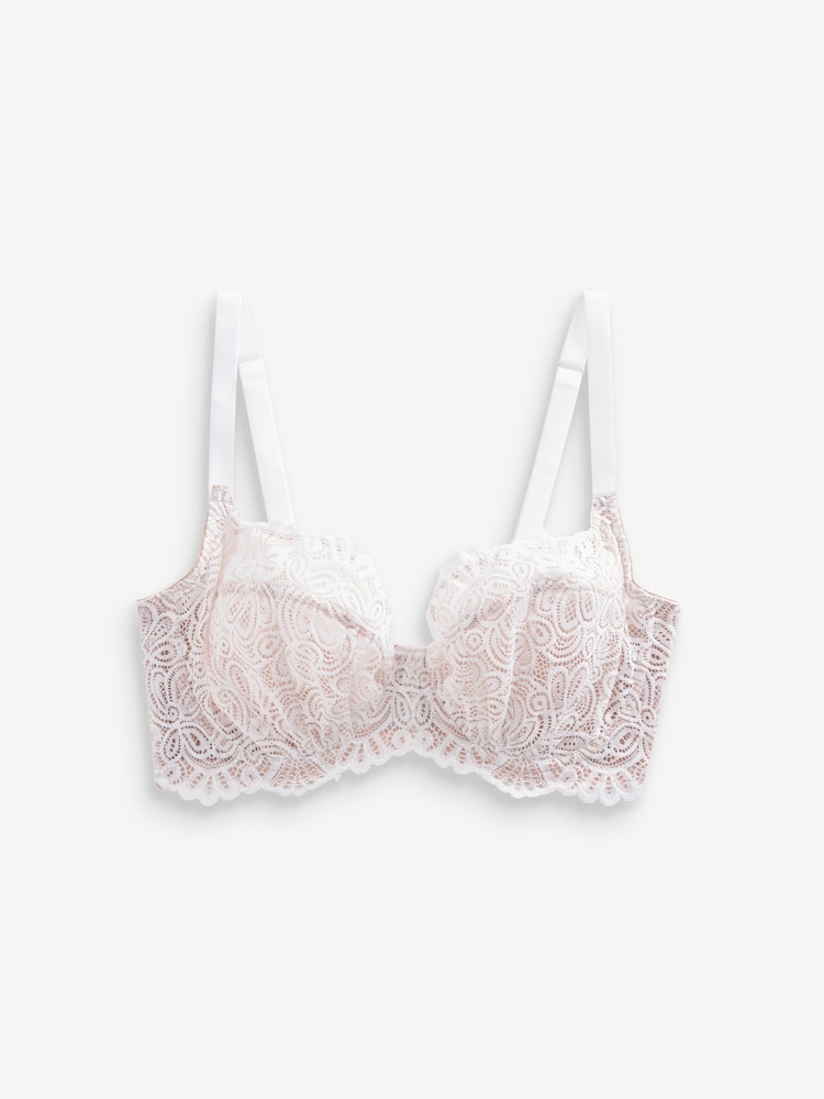 White Ultimate Support F-K Cup Non Pad Wired Lace Bra with Side Support - Image 7 of 7