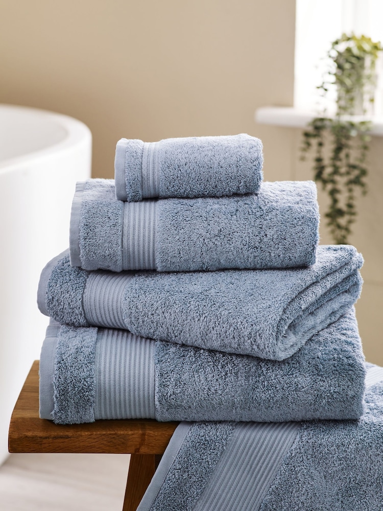 Blue Slate Egyptian Cotton Towel - Image 1 of 5