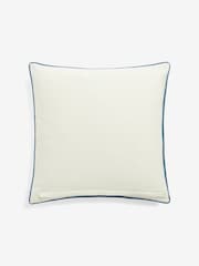 Nina Campbell Navy Blue Suzani Floral Embroidered Border Feather Filled Cushion - Image 3 of 4