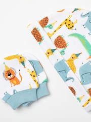 Little Gent Baby Blue Jungle Animal Print 100% Cotton  6 Piece Gift Set - Image 5 of 6