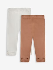 JoJo Maman Bébé Brown & Natural 2-Pack Rib Leggings - Image 1 of 5