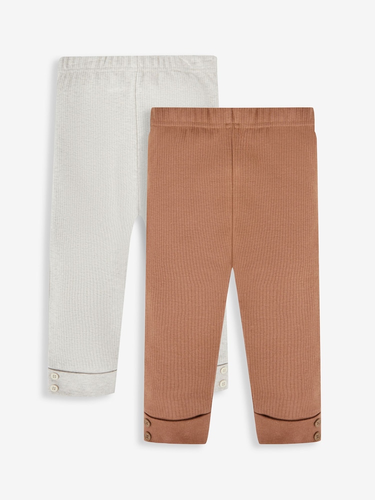 JoJo Maman Bébé Brown & Natural 2-Pack Rib Leggings - Image 1 of 5
