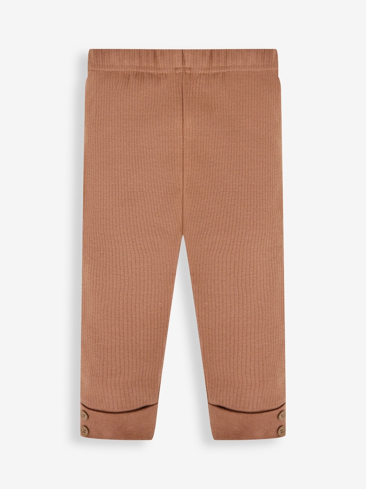 JoJo Maman Bébé Brown & Natural 2-Pack Rib Leggings - Image 2 of 5