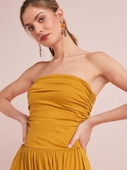 Ochre rumena - Dolga obleka Bandeau Boobtube - Slika 3 iz 4