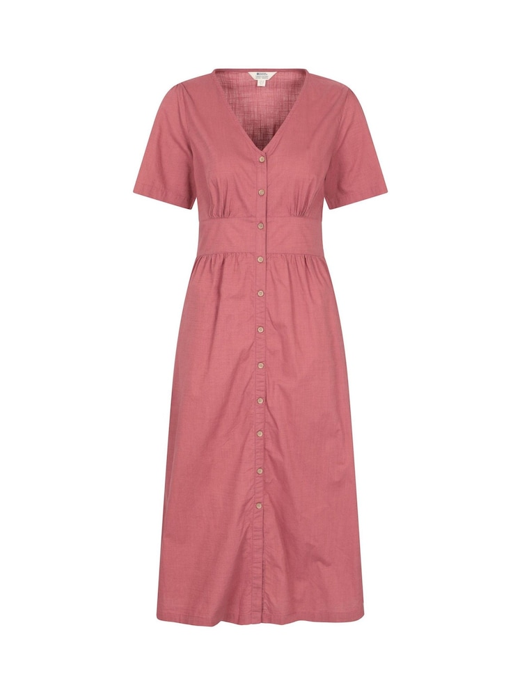 Mountain Warehouse Pink Riviera Button Through Womens UV Midi Dress - Image 1 of 5 Mountain Warehouse Pink Riviera Button Through Womens UV Midi Dress - Image 1 of 5