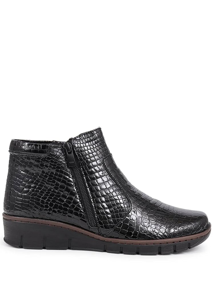 Buy Pavers Black Patent Croc Leather Ankle Boots from Next Israel