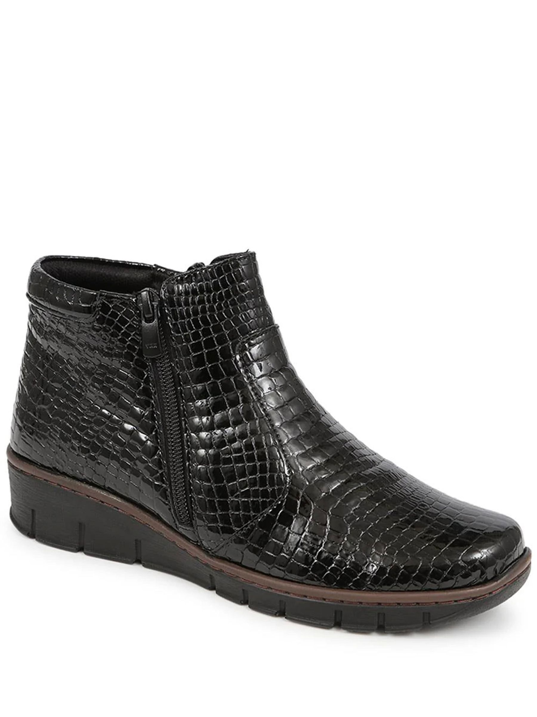 Buy Pavers Black Patent Croc Leather Ankle Boots from Next Israel