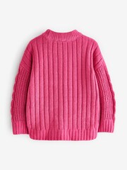 Abercrombie & Fitch Pullover mit Zopfstrickmuster, Rosa - Bild 2 von 3