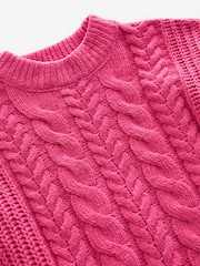 Abercrombie & Fitch Pullover mit Zopfstrickmuster, Rosa - Bild 3 von 3