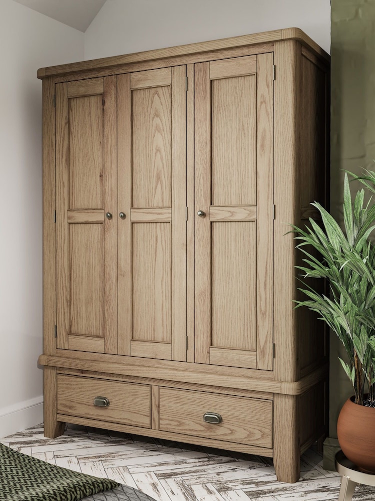 K Interiors Brown Embleton Solid Wood Triple, 2 Drawers Wardobe - Image 1 of 4