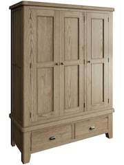 K Interiors Brown Embleton Solid Wood Triple, 2 Drawers Wardobe - Image 2 of 4