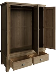 K Interiors Brown Embleton Solid Wood Triple, 2 Drawers Wardobe - Image 3 of 4