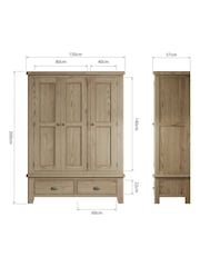 K Interiors Brown Embleton Solid Wood Triple, 2 Drawers Wardobe - Image 4 of 4