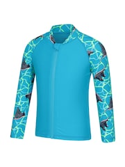 Mountain Warehouse Blue Printed Full Zip UV Rash Vest - Image 2 of 5