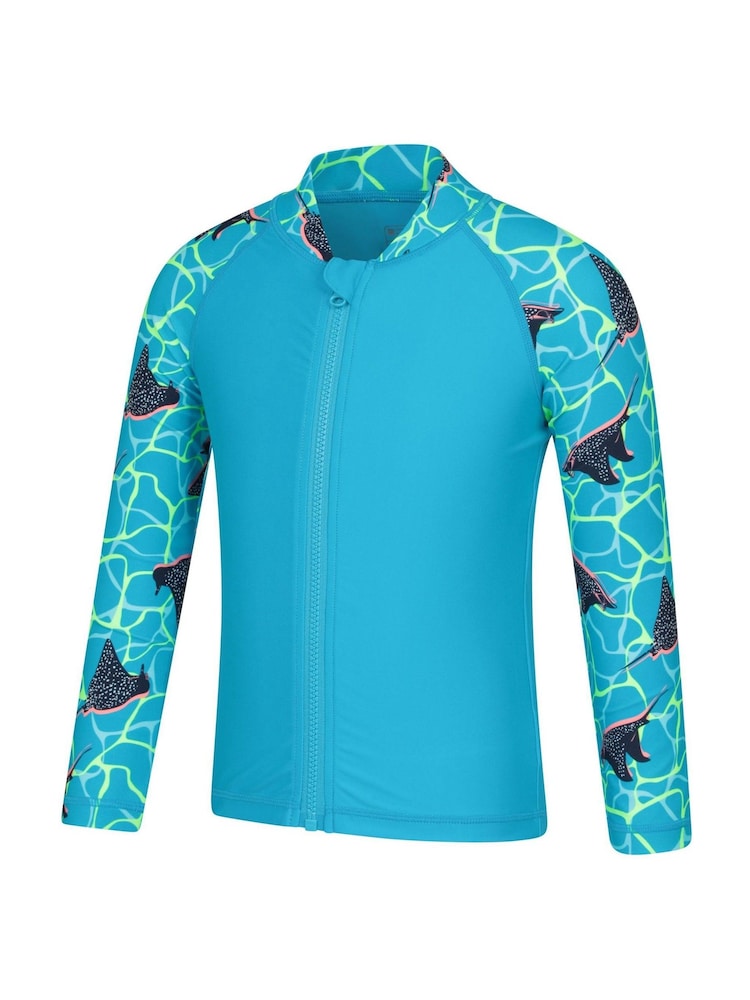 Mountain Warehouse Blue Printed Full Zip UV Rash Vest - Image 2 of 5 Mountain Warehouse Blue Printed Full Zip UV Rash Vest - Image 2 of 5