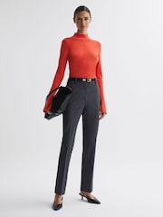 Reiss Coral Kylie Merino Wool Fitted Funnel Neck Top - Image 3 of 5