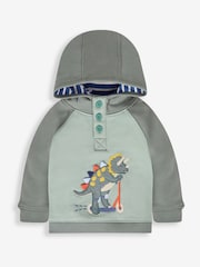 JoJo Maman Bébé Khaki Green Triceratops Boys' Appliqué Novelty Hoodie - Image 1 of 3