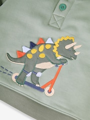 JoJo Maman Bébé Khaki Green Triceratops Boys' Appliqué Novelty Hoodie - Image 3 of 3