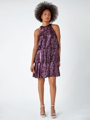 Dusk Purple Sequin Embellished Tiered Party Dress - Image 1 of 5