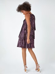 Dusk Purple Sequin Embellished Tiered Party Dress - Image 2 of 5