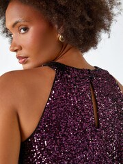 Dusk Purple Sequin Embellished Tiered Party Dress - Image 5 of 5