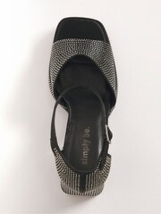 Simply Be Black Regular/Wide Fit Diamanté Heel Platform Sandals - Image 3 of 3