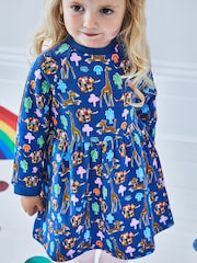 JoJo Maman Bébé Indigo Girls' Elmer Sweat Dress - Image 3 of 7