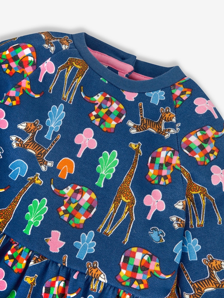 JoJo Maman Bébé Indigo Girls' Elmer Sweat Dress - Image 7 of 7