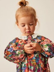 Multi Floral Print Lace Collar Dress (3mths-8yrs) - Image 3 of 5