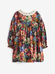 Multi Floral Print Lace Collar Dress (3mths-8yrs) - Image 4 of 5