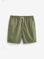 Khaki Green Washed Cotton Elasticated Waist Shorts - Image 4 of 8