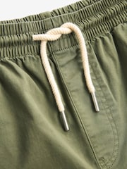Khaki Green Washed Cotton Elasticated Waist Shorts - Image 5 of 8