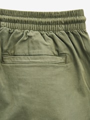 Khaki Green Washed Cotton Elasticated Waist Shorts - Image 7 of 8